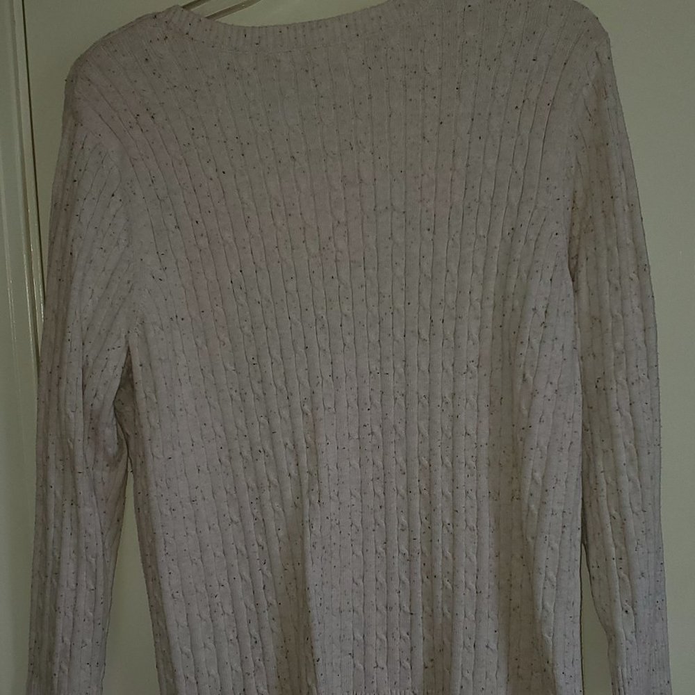 Beige Flecked Croft & Barrow V-neck Pullover Sweater - Picture 4 of 4